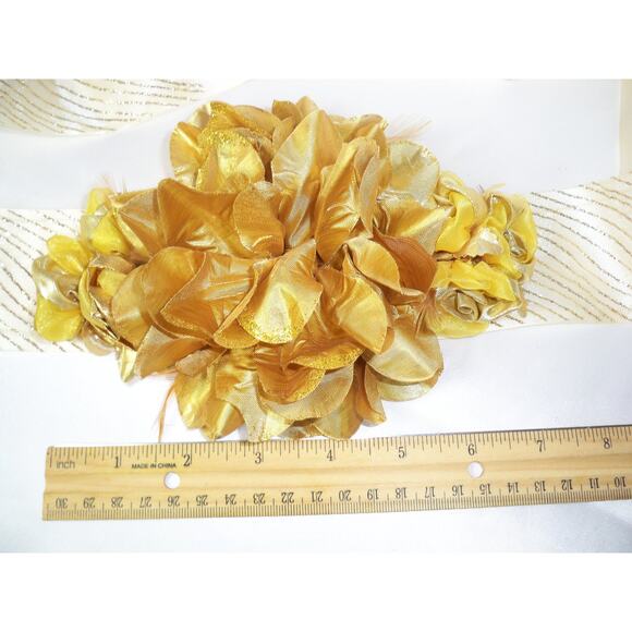 Gold floral evening wear belt sash,wedding belt sash, party evening gown belt - Picture 5 of 7